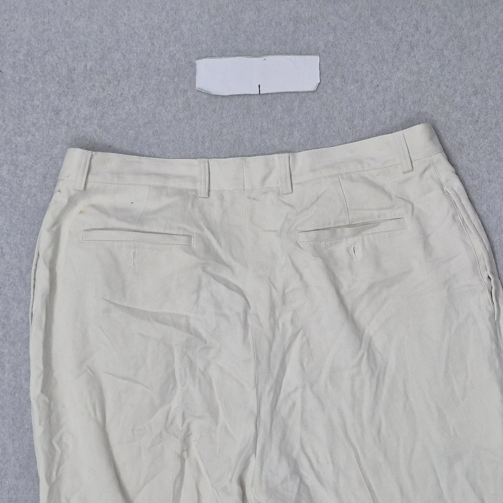 Tommy Bahama Men Pants 35 Cream Silk Spandex Dress Pants Twill Relax READ